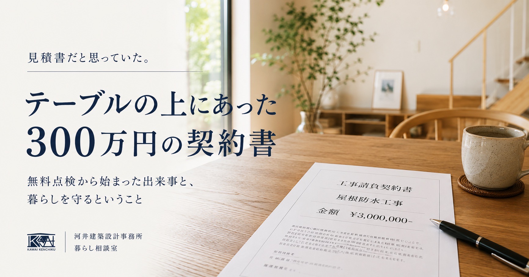 「見積書だと思っていた」テーブルの上にあった300万円の契約書 画像